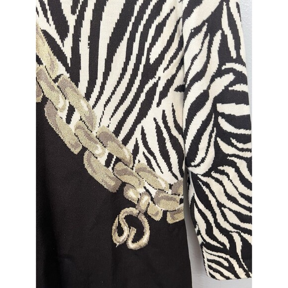 St John Collection Sweater Small Brown Santana Knit Chain Logo Logo Top Luxury - Picture 3 of 6